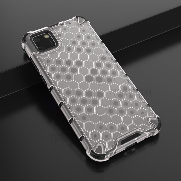 Honeycomb Pattern Shock-proof TPU + PC Unique Cover for Huawei Y5p - White-13