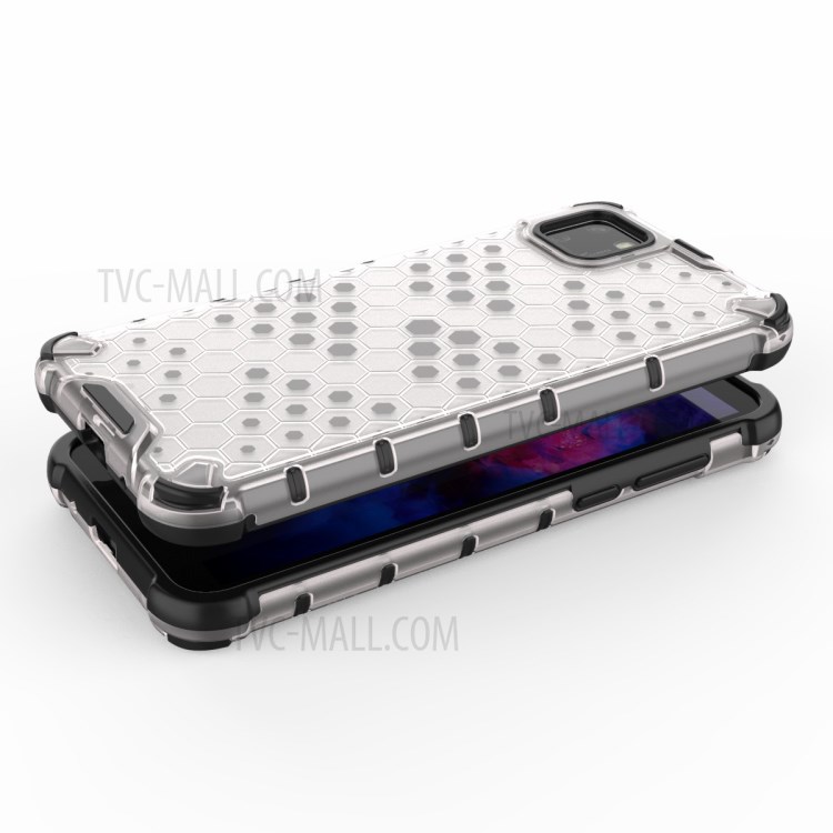 Honeycomb Pattern Shock-proof TPU + PC Unique Cover for Huawei Y5p - White-3