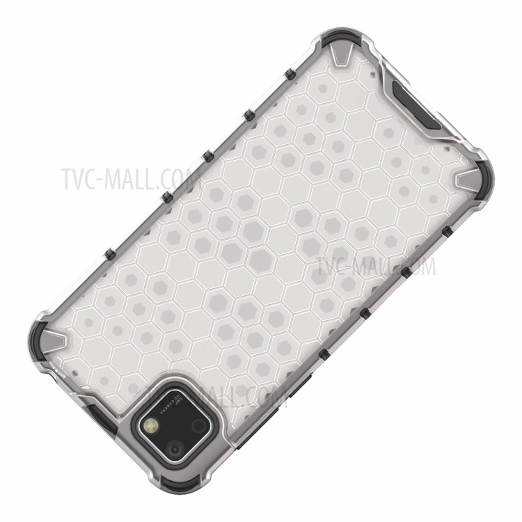 Honeycomb Pattern Shock-proof TPU + PC Unique Cover for Huawei Y5p - White-5