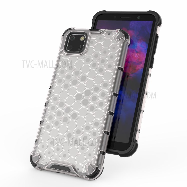 Honeycomb Pattern Shock-proof TPU + PC Unique Cover for Huawei Y5p - White-6