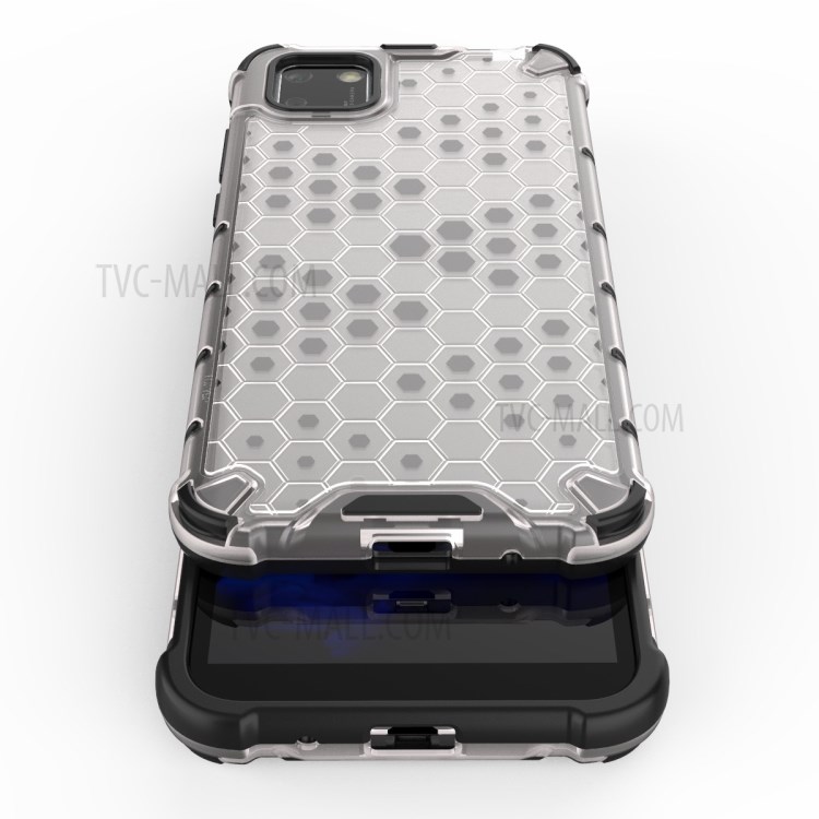 Honeycomb Pattern Shock-proof TPU + PC Unique Cover for Huawei Y5p - White-8