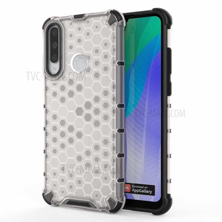 Honeycomb Pattern Special TPU + PC Hybrid Case for Huawei Y6p - White-1