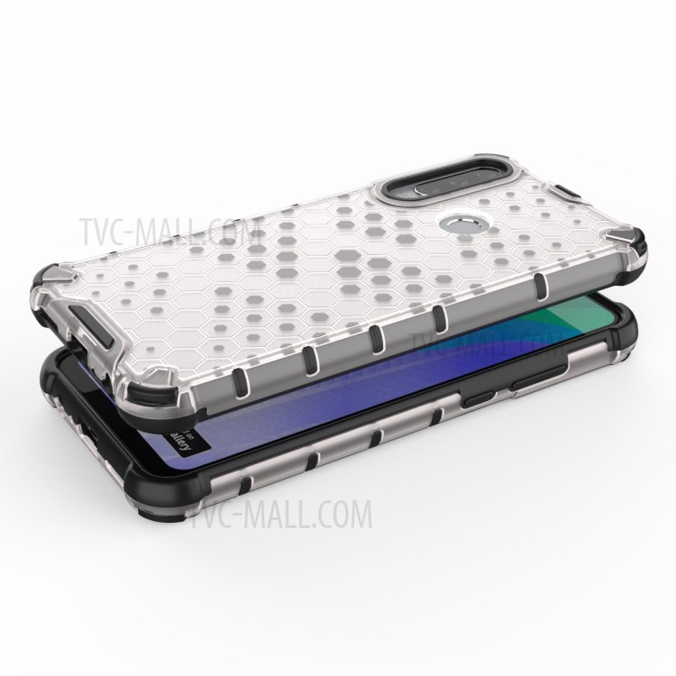 Honeycomb Pattern Special TPU + PC Hybrid Case for Huawei Y6p - White-3