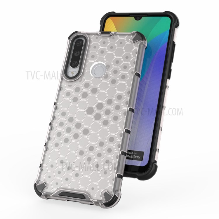 Honeycomb Pattern Special TPU + PC Hybrid Case for Huawei Y6p - White-6