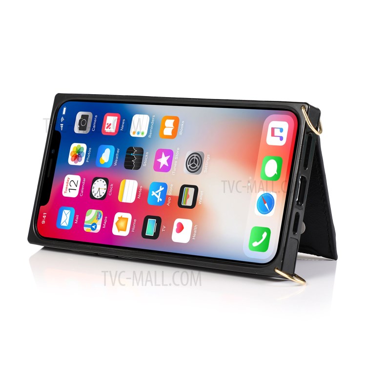 Téléphone Cuir Avec Sangle De Fermeture À Glissière De Poche Pour IPhone 11 Pro 5,8 Pouces - Noir-7