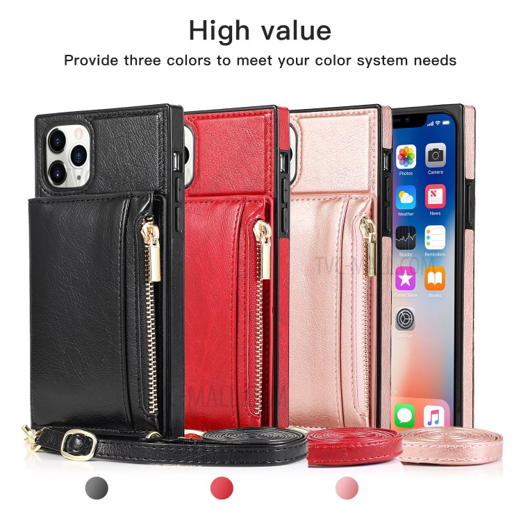 Avec Poche À Fermeture Éclair Étui De Téléphone Cuir Sangle Pour Iphone 11 Pro Max 6,5 Pouces - Noir-13