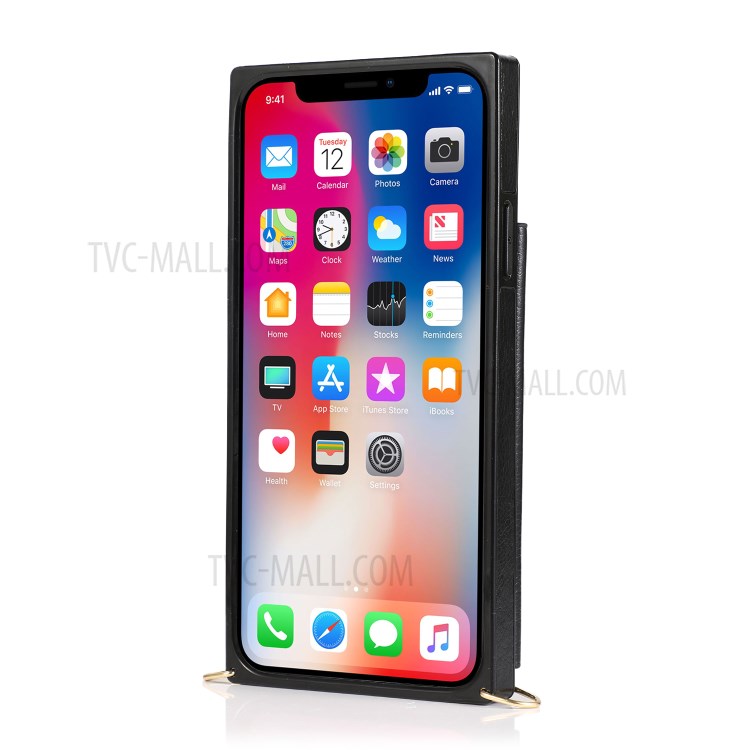 Avec Poche À Fermeture Éclair Étui De Téléphone Cuir Sangle Pour Iphone 11 Pro Max 6,5 Pouces - Noir-2