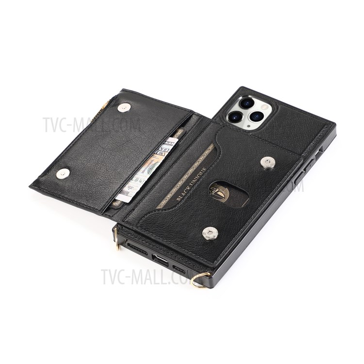 Avec Poche À Fermeture Éclair Étui De Téléphone Cuir Sangle Pour Iphone 11 Pro Max 6,5 Pouces - Noir-7