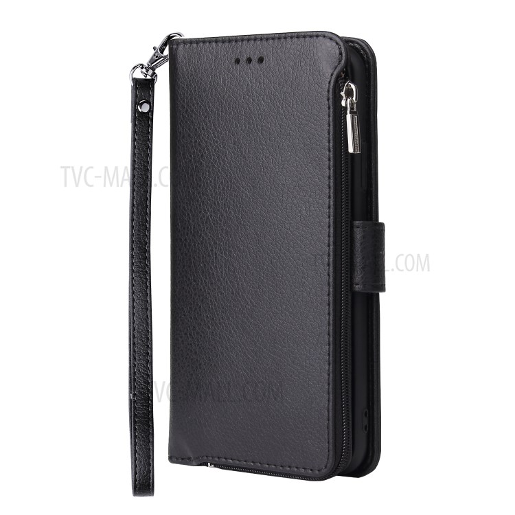 Support Porte-monnaie De Poche À Fermeture Éclair Étui En Cuir Microfibre Pour Lite P30 Huawei / Nova 4E - Noir-6
