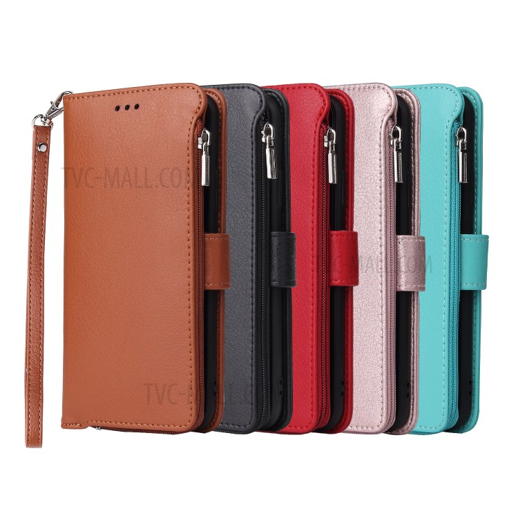 Support Porte-monnaie De Poche À Fermeture Éclair Étui En Cuir Microfibre Pour Lite P30 Huawei / Nova 4E - Noir-8