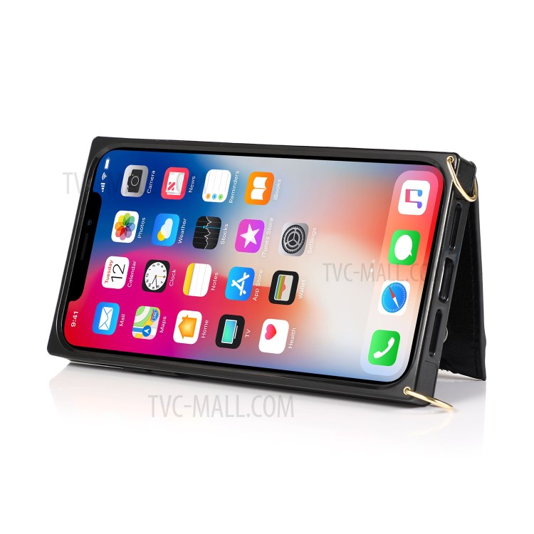 Étui En Cuir De Téléphone Portable Avec Sangle De Fermeture À Glissière De Poche Pour IPhone 11 6.1 Pouces - Noir-5