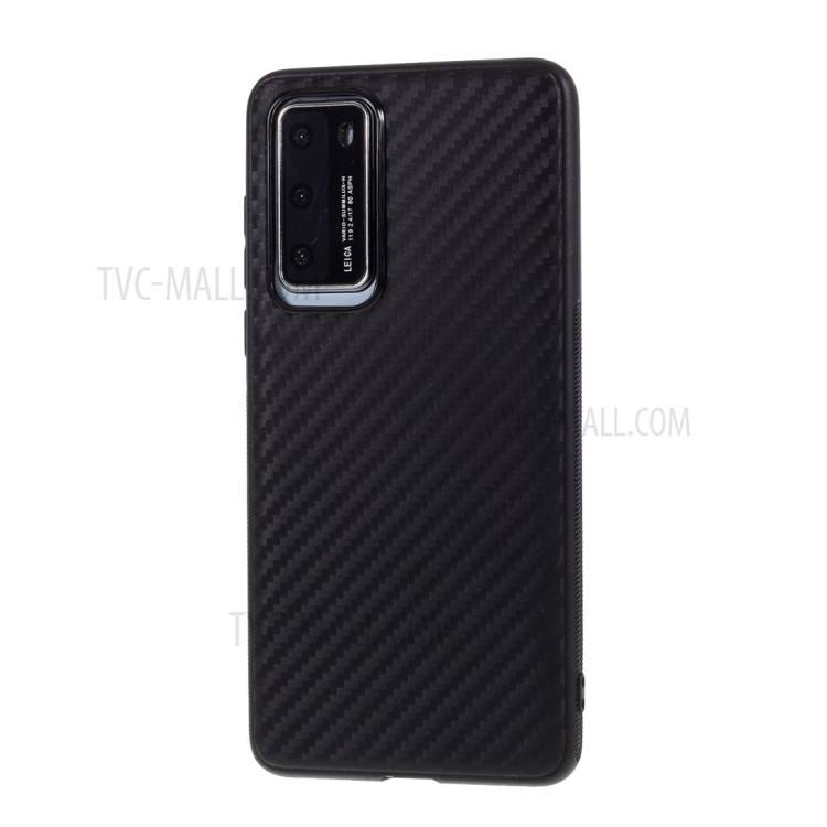 Fibre De Carbone Couvercle Du Boîtier Coque TPU Pour Huawei P40 - Noir-2