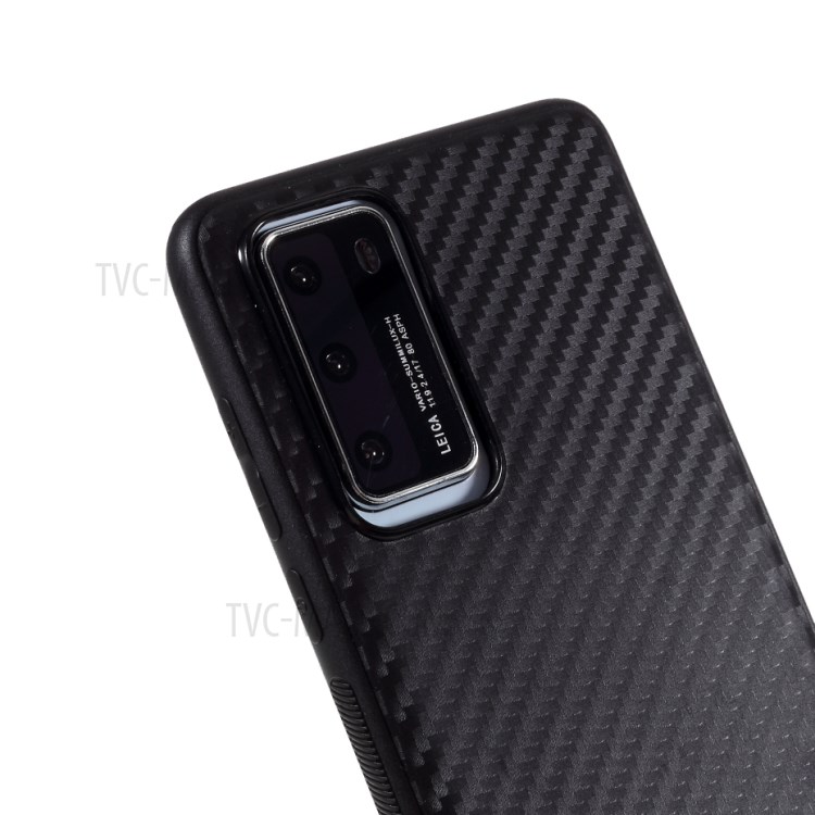 Fibre De Carbone Couvercle Du Boîtier Coque TPU Pour Huawei P40 - Noir-4