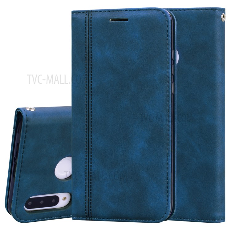 Business Style Magnetic Pull Leather Case for Huawei P30 Lite/nova 4e/P30 lite New Edition - Blue-1