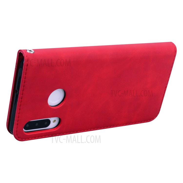 Style D'affaires En Cuir Cas Magnétiques De Traction Pour Lite P30 Huawei / Nova 4E / P30 Lite Nouvelle Édition - Rouge-4