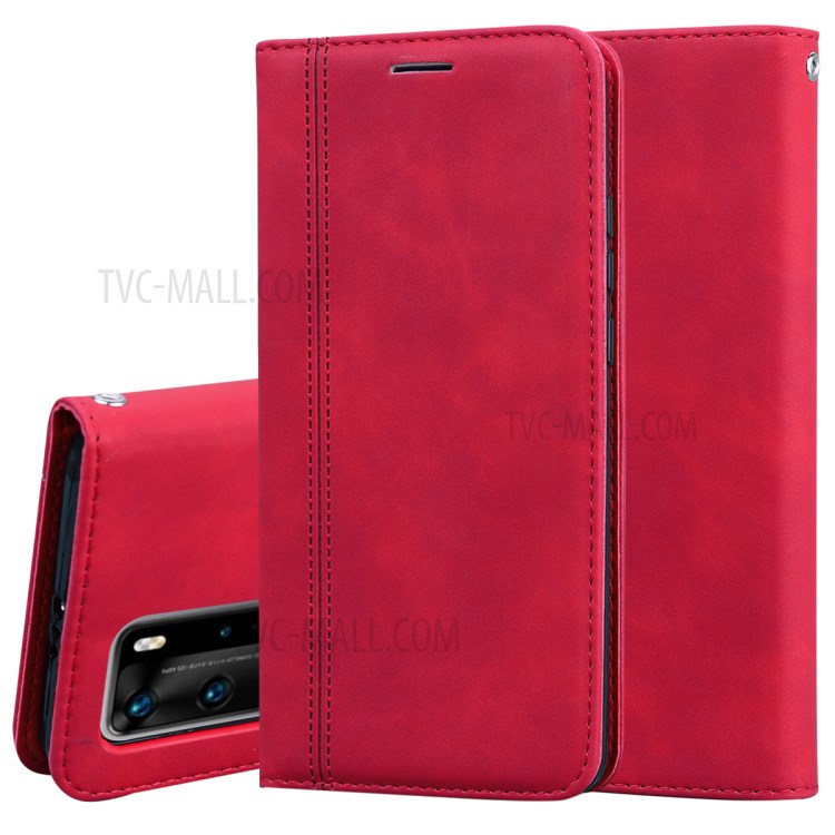Coquille Magnétique Style D'affaires Étui En Cuir Pull Pour P40 Pro Huawei - Rouge-1