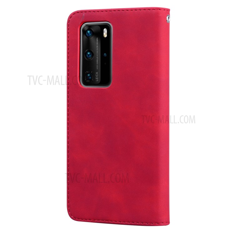 Coquille Magnétique Style D'affaires Étui En Cuir Pull Pour P40 Pro Huawei - Rouge-2
