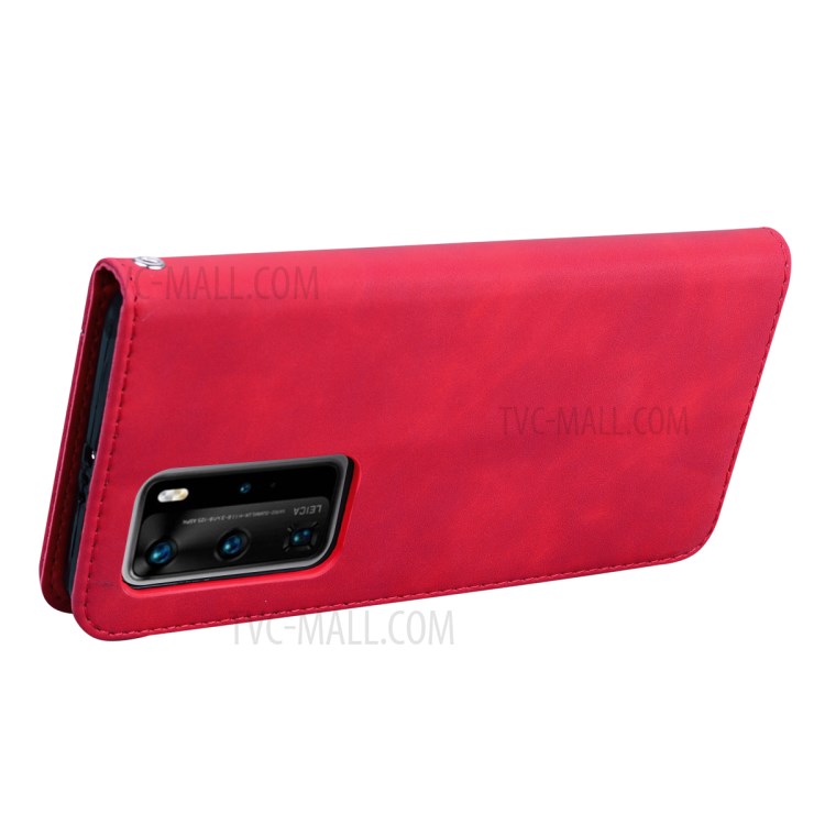 Coquille Magnétique Style D'affaires Étui En Cuir Pull Pour P40 Pro Huawei - Rouge-4