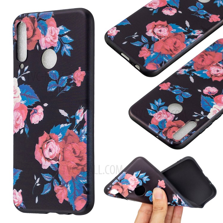 Pattern Printing Soft TPU Protective Back Case for Huawei P40 Lite E/Y7p/Honor 9C - Flowers-1