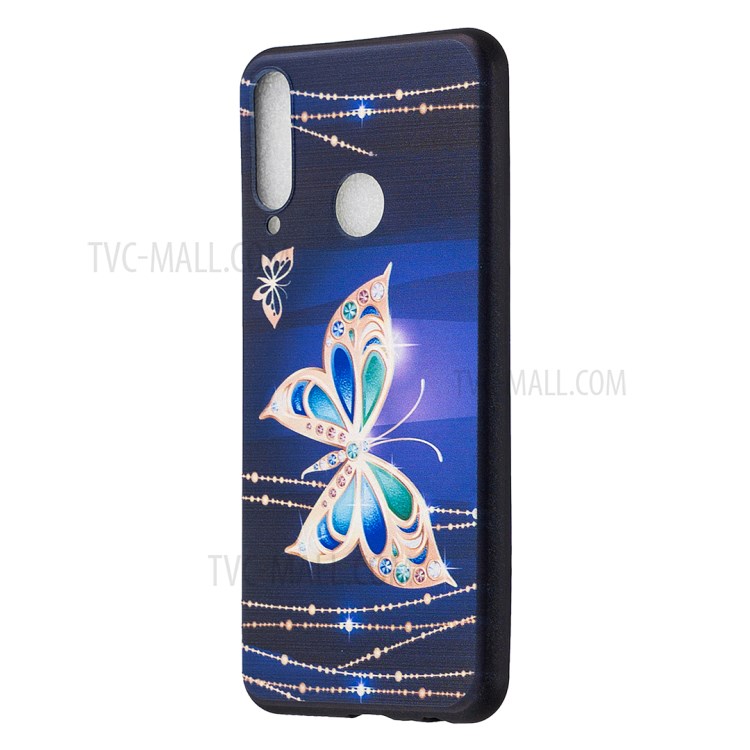 Pattern Printing Soft TPU Back Shell for Huawei Y6p - Metal Butterflies-5