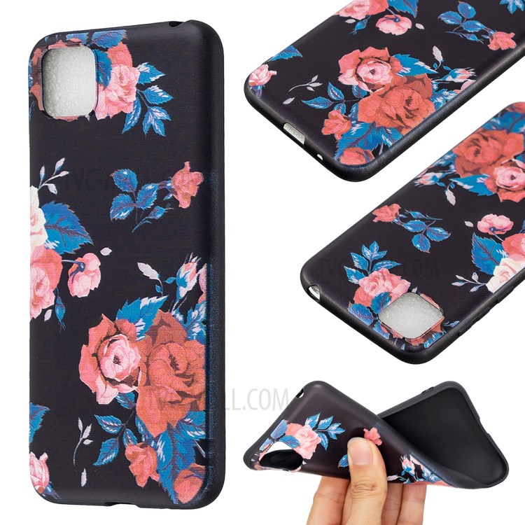 Pattern Printing Soft TPU Phone Cover for Huawei Y5p/Honor 9S - Red Flowers-1