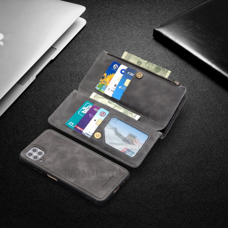 Zipper Pocket Detachable 2-in-1 Leather Wallet Stand Case for Huawei P40 lite 4G / Nova 7i / Nova 6 SE - Grey-10