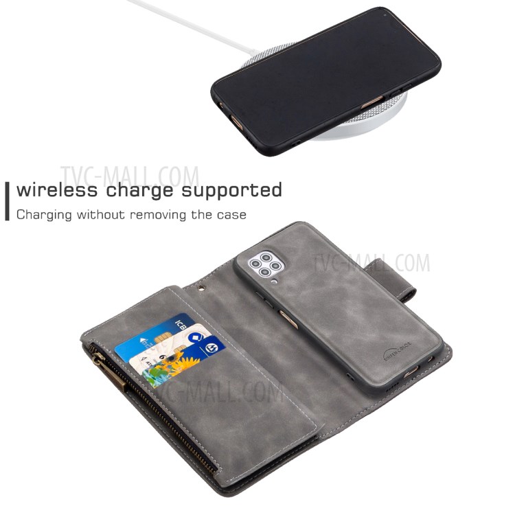 Zipper Pocket Detachable 2-in-1 Leather Wallet Stand Case for Huawei P40 lite 4G / Nova 7i / Nova 6 SE - Grey-5
