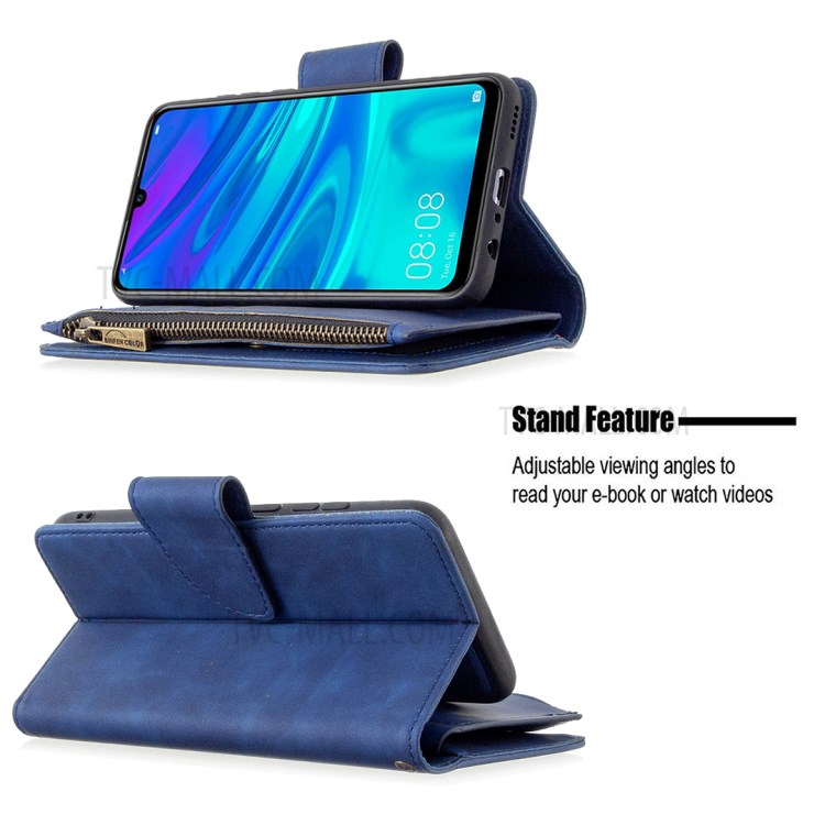 Zipper Pocket Detachable 2-in-1 Leather Wallet Stand Case for Huawei P Smart (2019) / Honor 10 Lite / Nova Lite 3 (Japan) - Blue-3