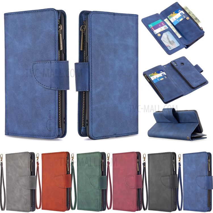 Zipper Pocket Detachable 2-in-1 Leather Wallet Stand Case for Huawei P Smart (2019) / Honor 10 Lite / Nova Lite 3 (Japan) - Blue-9