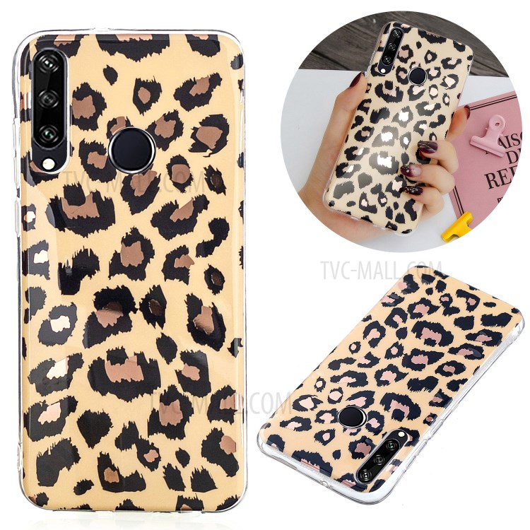 Marble Pattern Electroplating IMD TPU Phone Cover for Huawei Y6p - Leopard-1