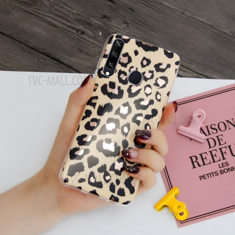 Marble Pattern Electroplating IMD TPU Phone Cover for Huawei Y6p - Leopard-3