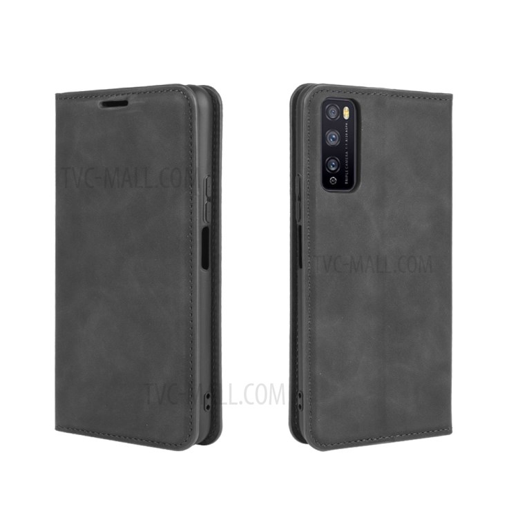Silky Touch Auto-absorbed Leather Cover for Huawei Enjoy Z 5G - Black-5