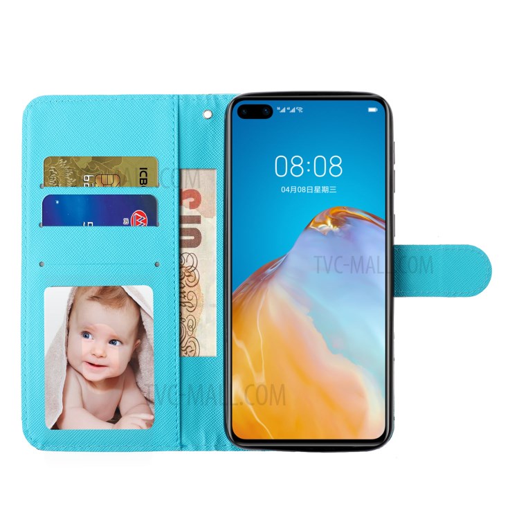 Modèle De Décoration Spot Lumineux Impression Étui En Cuir Portefeuille Coquille Avec Support Pour Huawei P40 - Papillon-7
