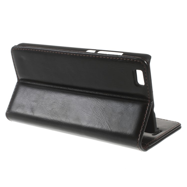 CASEME for Huawei Ascend P8 Lite Oil Wax Leather Wallet Cover - Black-4