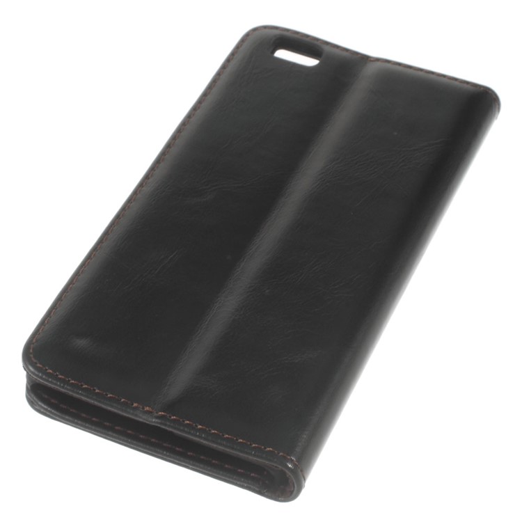 CASEME for Huawei Ascend P8 Lite Oil Wax Leather Wallet Cover - Black-5