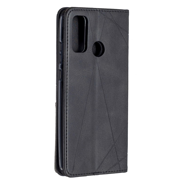 Geometric Pattern Stand Leather Cover Card Holder Case for Huawei P smart 2020 - Black-3