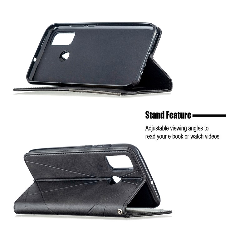 Geometric Pattern Stand Leather Cover Card Holder Case for Huawei P smart 2020 - Black-5