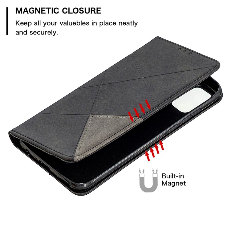 Geometric Pattern Stand Leather Cover Card Holder Case for Huawei P smart 2020 - Black-6
