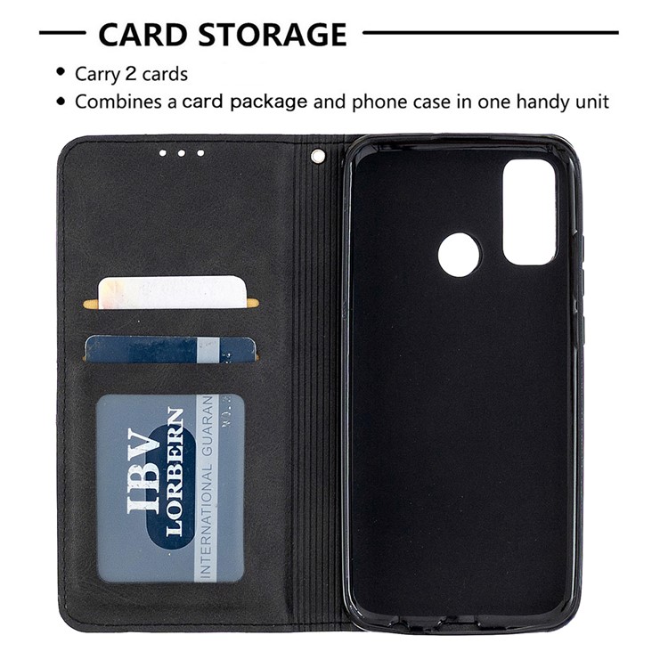 Geometric Pattern Stand Leather Cover Card Holder Case for Huawei P smart 2020 - Black-7