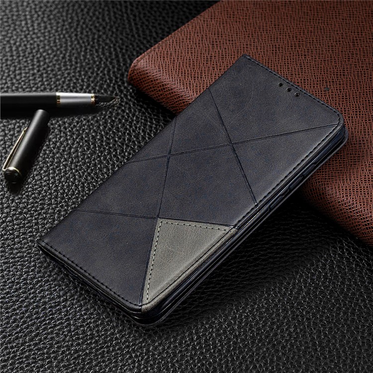 Geometric Pattern Stand Leather Cover Card Holder Case for Huawei P smart 2020 - Black-8