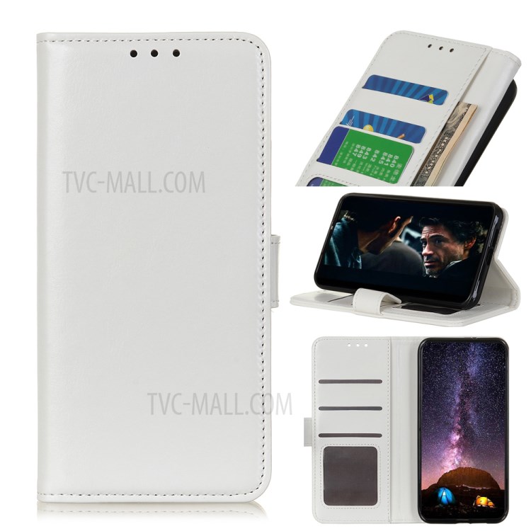 Crazy Horse Soft Leather Shell Wallet Stand Cover for Huawei Enjoy Z 5G/20 Pro - White-1