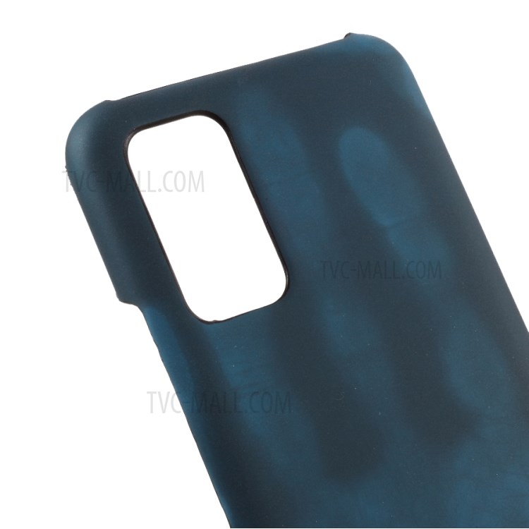 Fluorescent Color Changing PU Leather Coated PC Thermal Induction Shell for Huawei Honor View 30/Honor V30 - Black / Blue-4