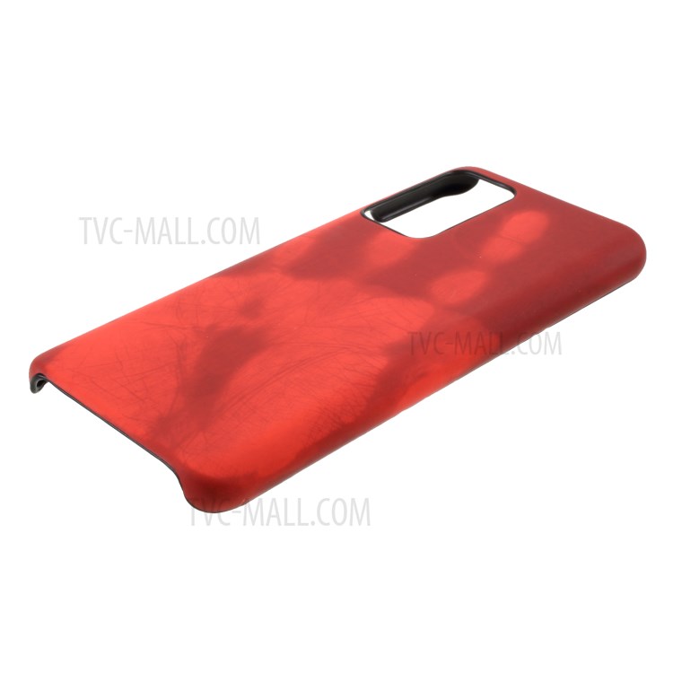 Thermal Induction Fluorescent Color Changing Leather Coated PC Cover for Honor X10 5G - Red-4