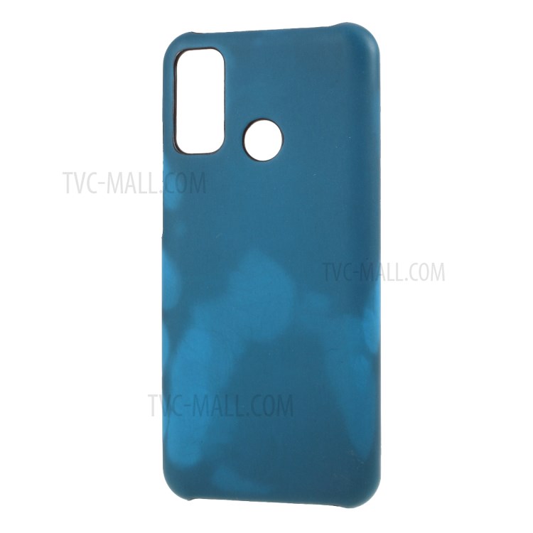 Fluorescent Color Changing Thermal Induction PU Leather Coated PC Cover for Huawei P smart 2020 - Black / Blue-1
