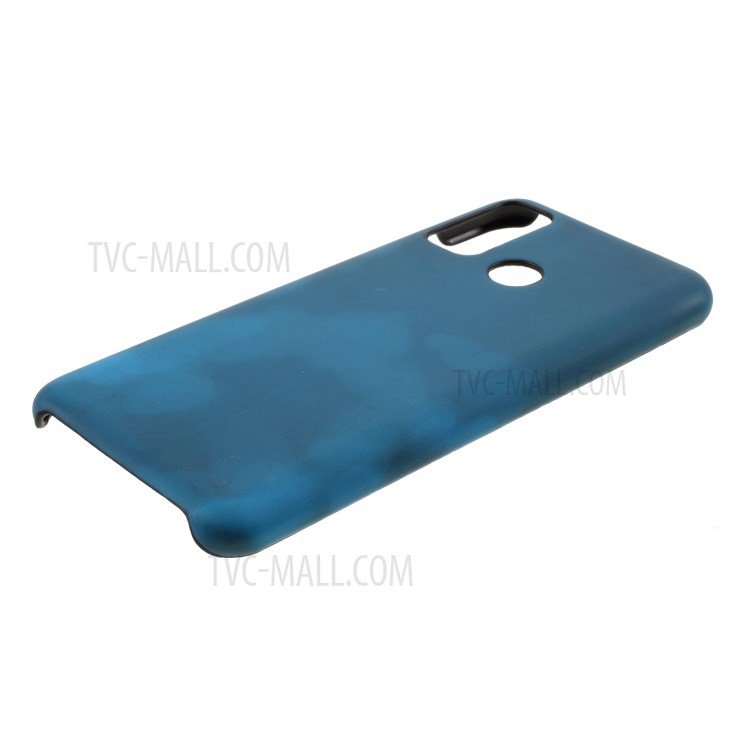 Fluorescent Color Changing Thermal Induction PU Leather Coated PC Cover for Huawei P smart 2020 - Black / Blue-4