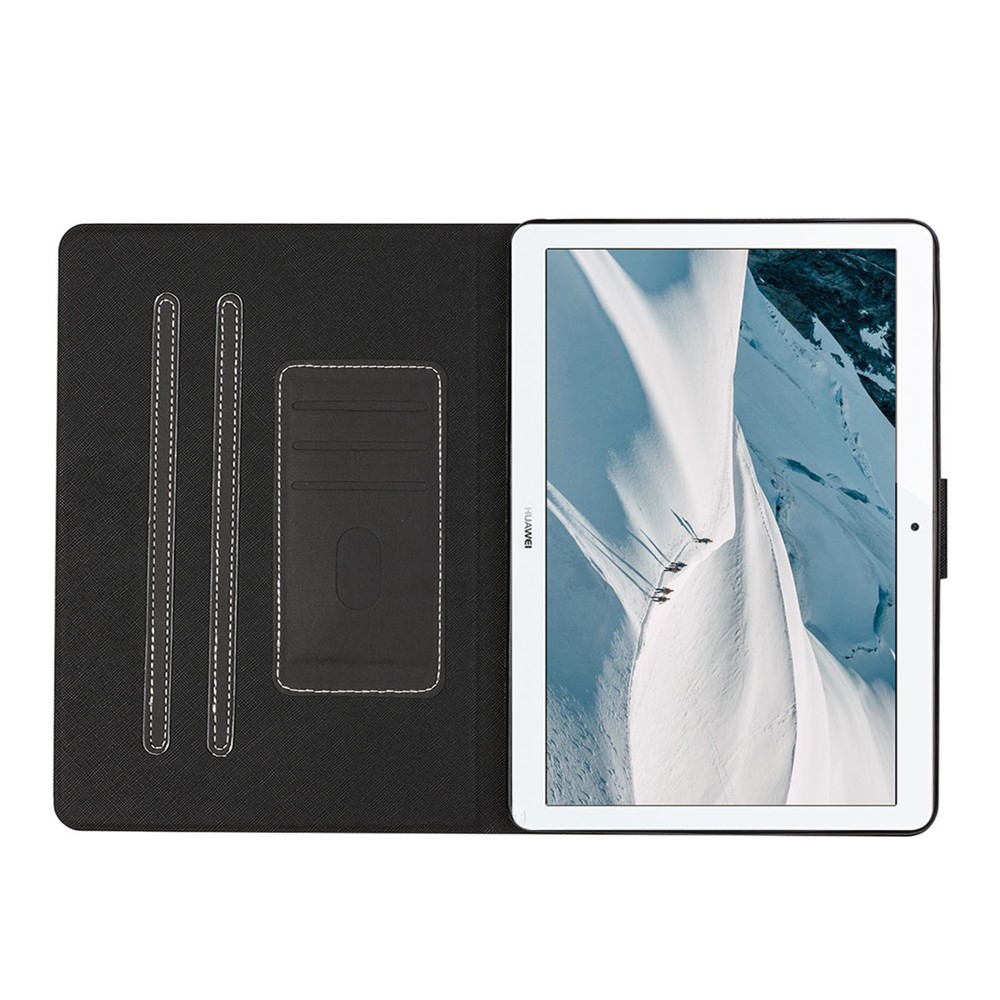 Cas de Couverture de Tablette en Cuir PU Avec Support de Carte Pour Huawei MediaPad T3 10 - le Noir