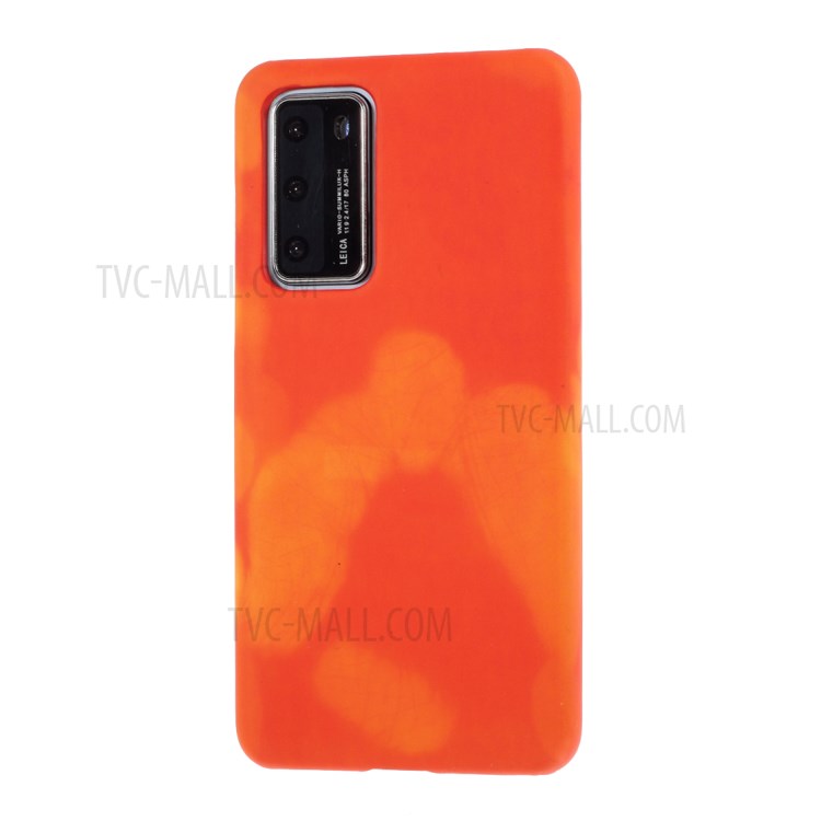 Thermal Induction Fluorescent Color Changing Hard PC Shell Case for Huawei P40 - Orange-1
