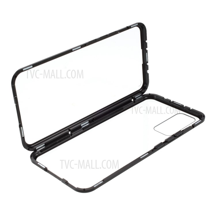 Detachable Magnetic Metal Frame + Double-sided Tempered Glass Case Shell for Honor 30 - Black-1