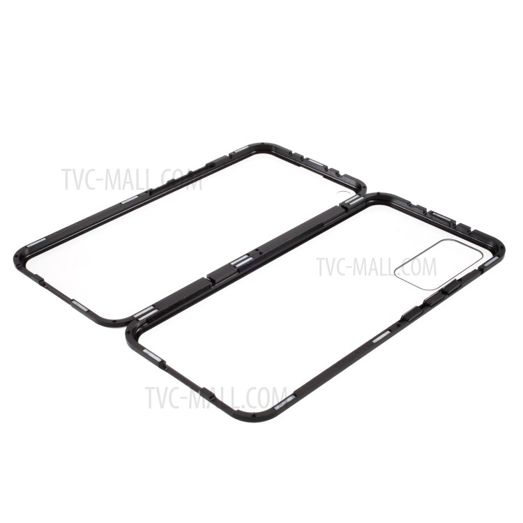 Detachable Magnetic Metal Frame + Double-sided Tempered Glass Case Shell for Honor 30 - Black-2