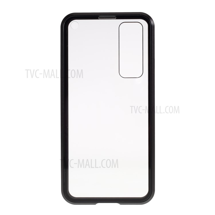 Magnetic Installation Metal Edge + Tempered Glass Cover for Huawei nova 7 5G - Black-2
